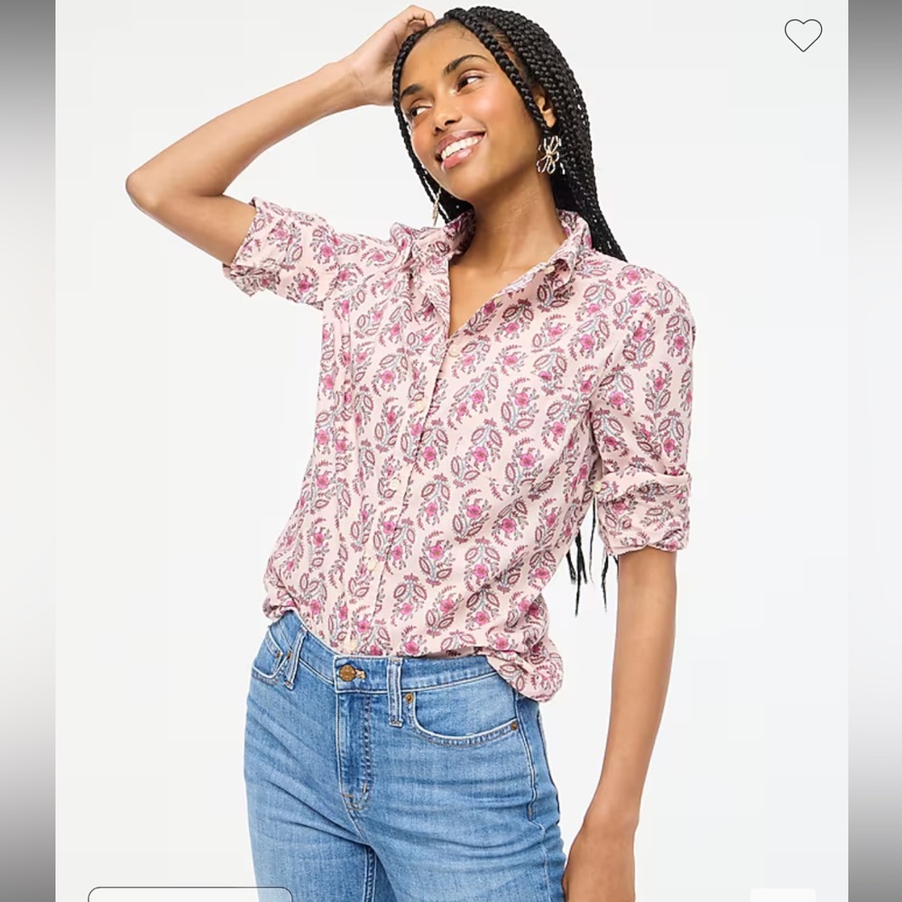 NWT J.Crew Factory lightweight cotton shirt in signature fit, rose water, XL